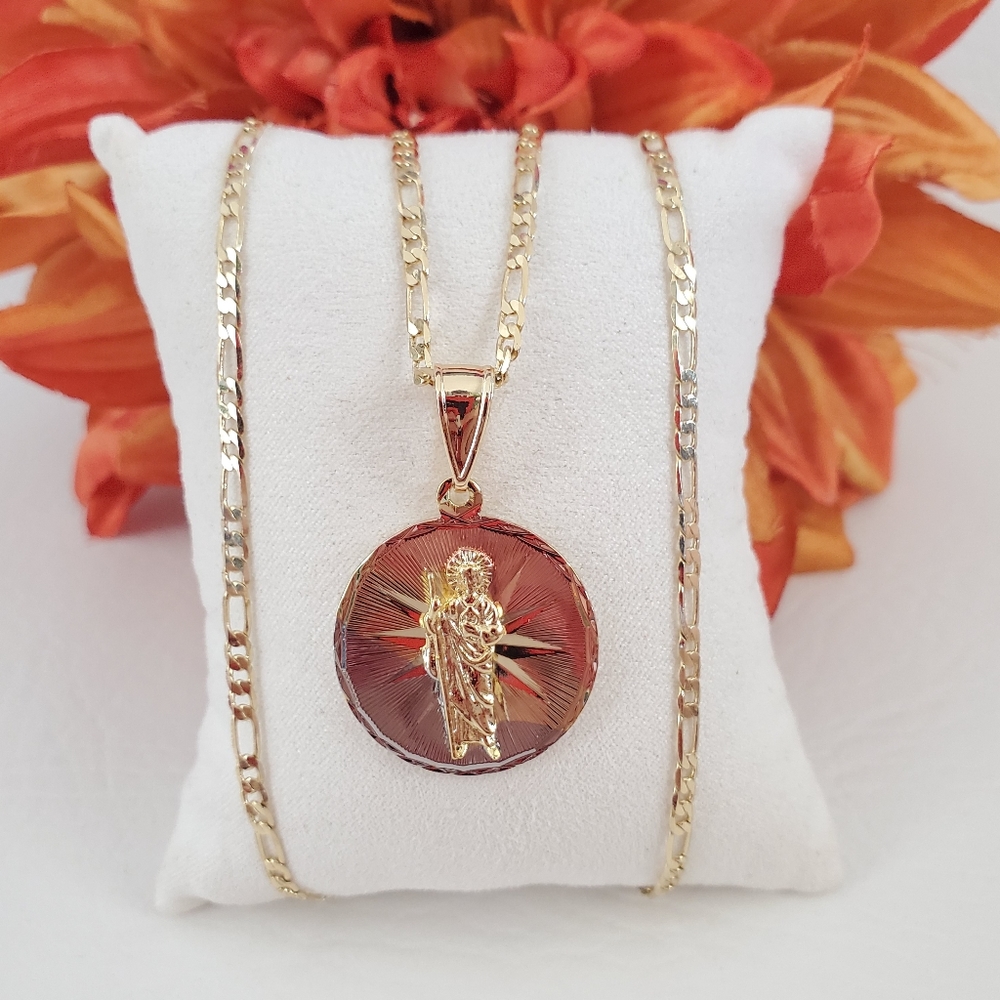 St Jude Tri Color Gold Plated Necklace